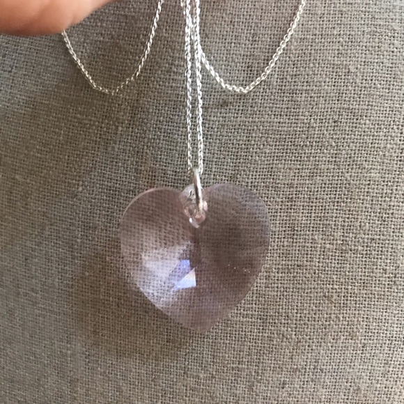 Swarovski pink crystal heart silver chain - Picture 4 of 6